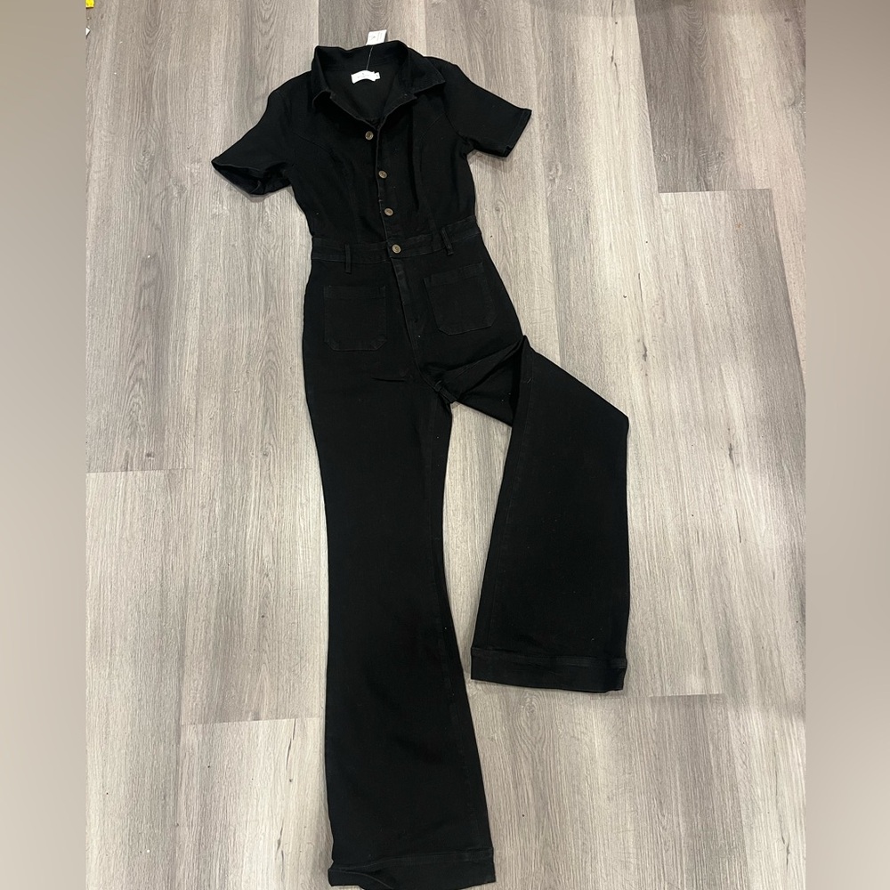 New WT Windsor black denim extra long romper.